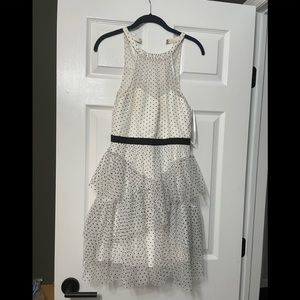BCBG black and white polka dot tulle dress
